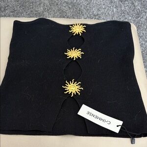 Commense Black Tube Top with Gold Accents